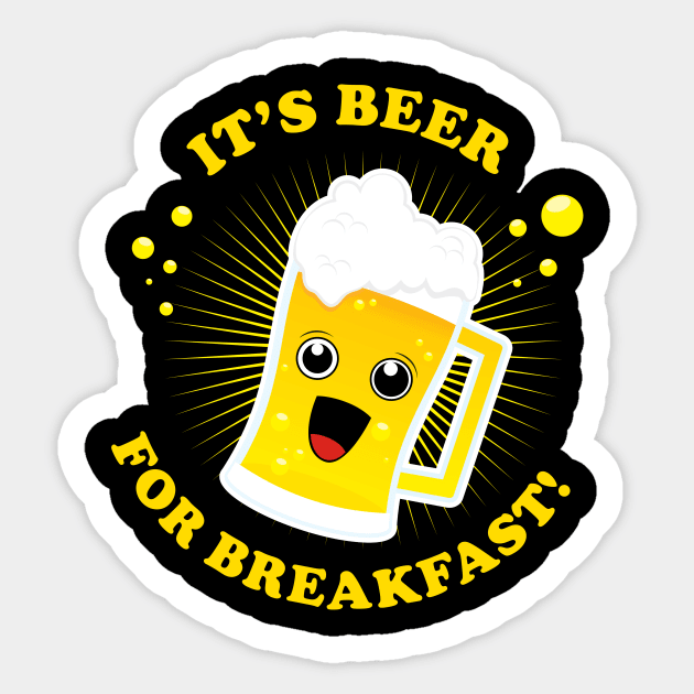 Beer For Breakfast Sticker by dumbshirts